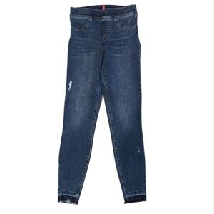 SPANX DISTRESSED SKINNY RAW HEM JEANS. COMPRESSION. SIZE SMALL.